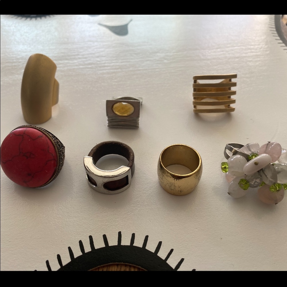 Bundle of stylish cocktail rings